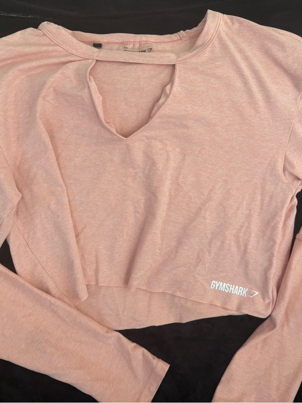 Gymshark Light Pink Long-Sleeve Cropped Keyhole Top